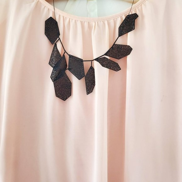 Black Metal Bib Necklace - Perforated Metal - One of a Kind Design - Picture 3 of 7